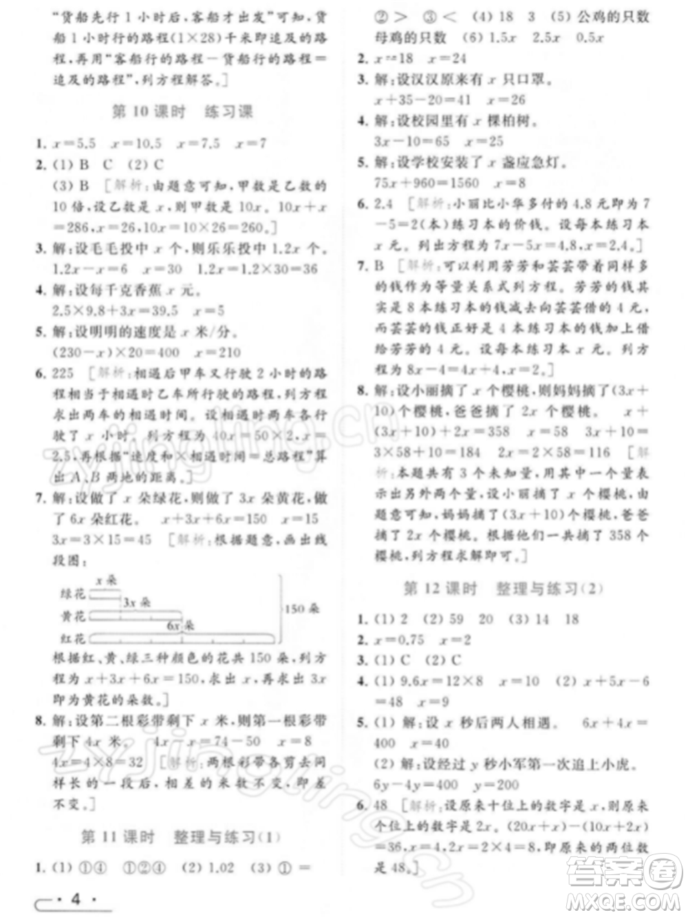 北京教育出版社2022亮點給力提優(yōu)課時作業(yè)本五年級數(shù)學(xué)下冊江蘇版參考答案