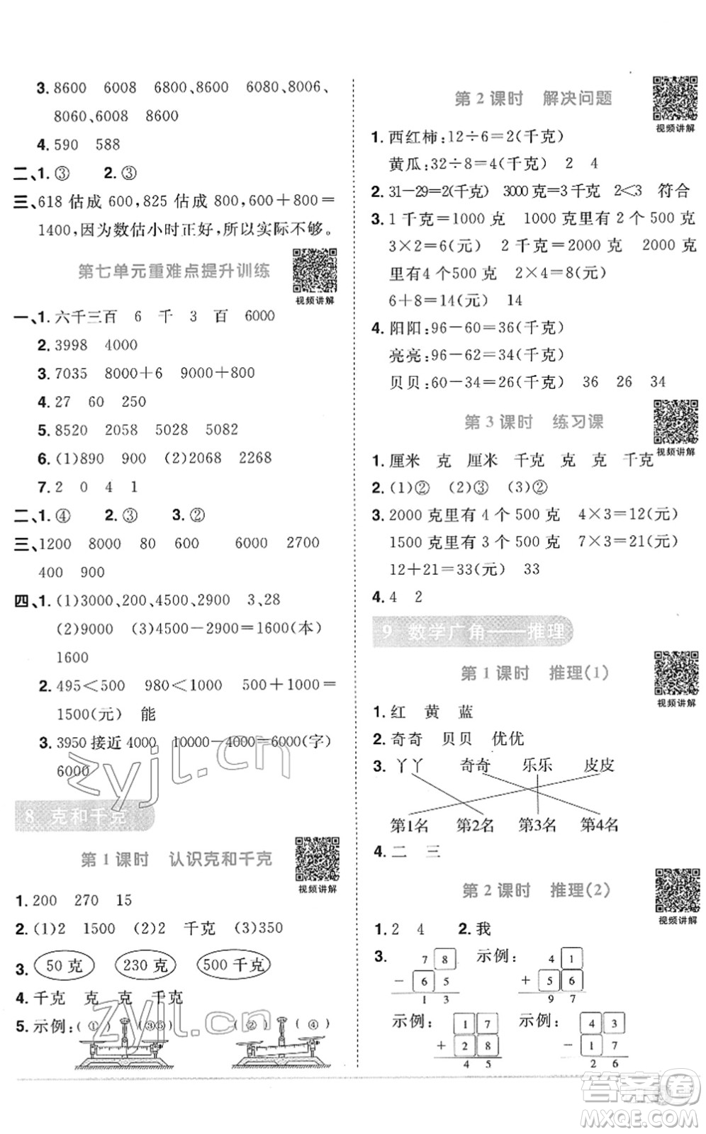 江西教育出版社2022陽光同學(xué)課時優(yōu)化作業(yè)二年級數(shù)學(xué)下冊RJ人教版菏澤專版答案