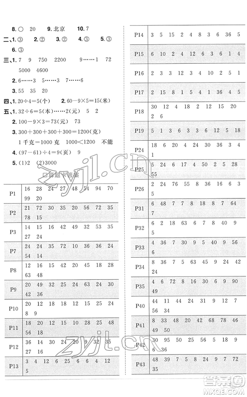 江西教育出版社2022陽光同學(xué)課時優(yōu)化作業(yè)二年級數(shù)學(xué)下冊RJ人教版菏澤專版答案