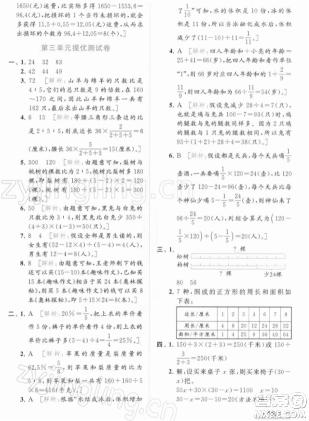 北京教育出版社2022亮點(diǎn)給力提優(yōu)課時(shí)作業(yè)本六年級(jí)數(shù)學(xué)下冊(cè)江蘇版參考答案