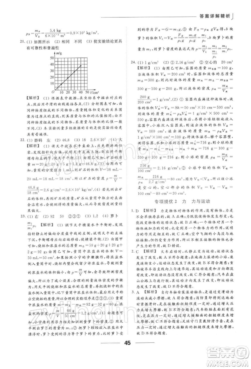 云南美術(shù)出版社2022亮點給力提優(yōu)課時作業(yè)本八年級物理下冊蘇科版參考答案