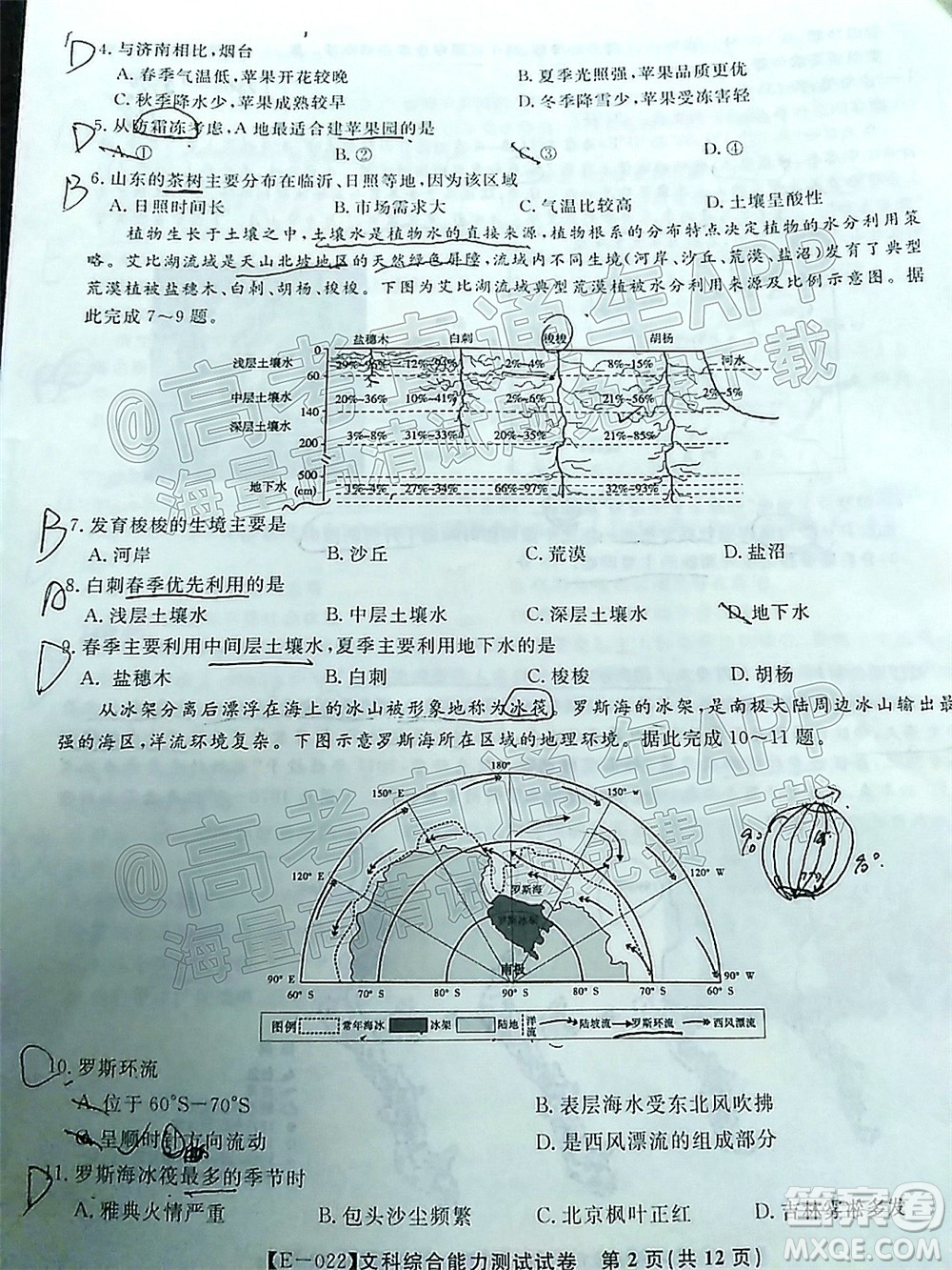 皖江名校2022屆高三第五次聯(lián)考文科綜合試題及答案