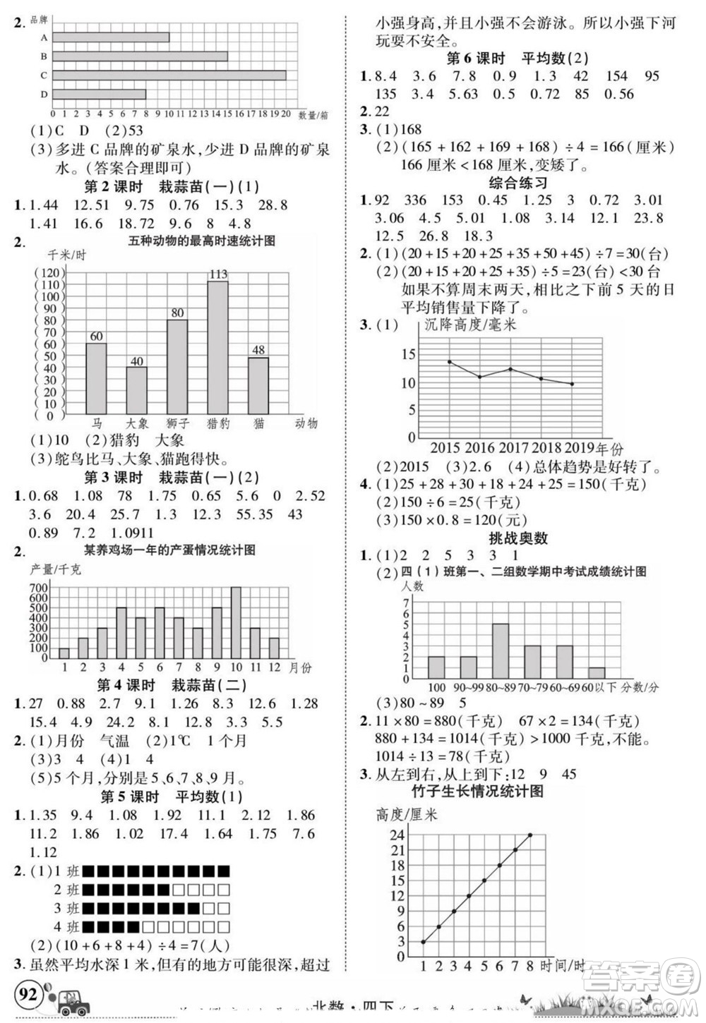 新疆青少年出版社2022英才小靈通北數(shù)四年級下冊答案