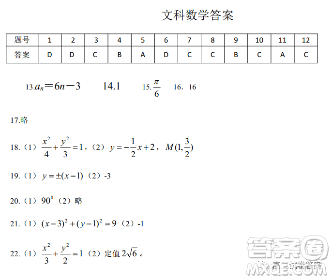 河南省中原名校聯(lián)盟高二年級2021-2022學年上學期第二次適應性聯(lián)考文科數(shù)學試卷及答案