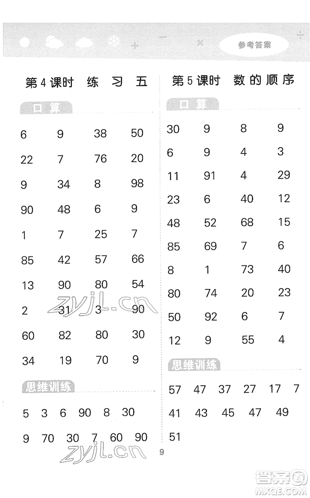 地質(zhì)出版社2022小學(xué)口算大通關(guān)一年級數(shù)學(xué)下冊SJ蘇教版答案