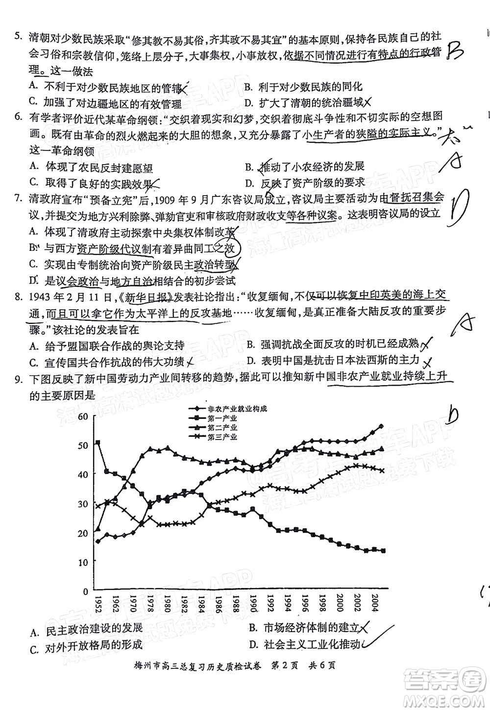 2022年2月梅州市高三總復(fù)習(xí)質(zhì)檢歷史試題及答案