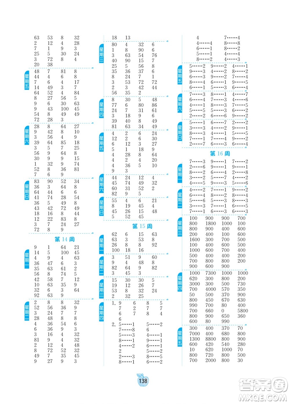 江蘇人民出版社2022小學(xué)數(shù)學(xué)計(jì)算高手二年級(jí)下冊(cè)RMJY人教版答案