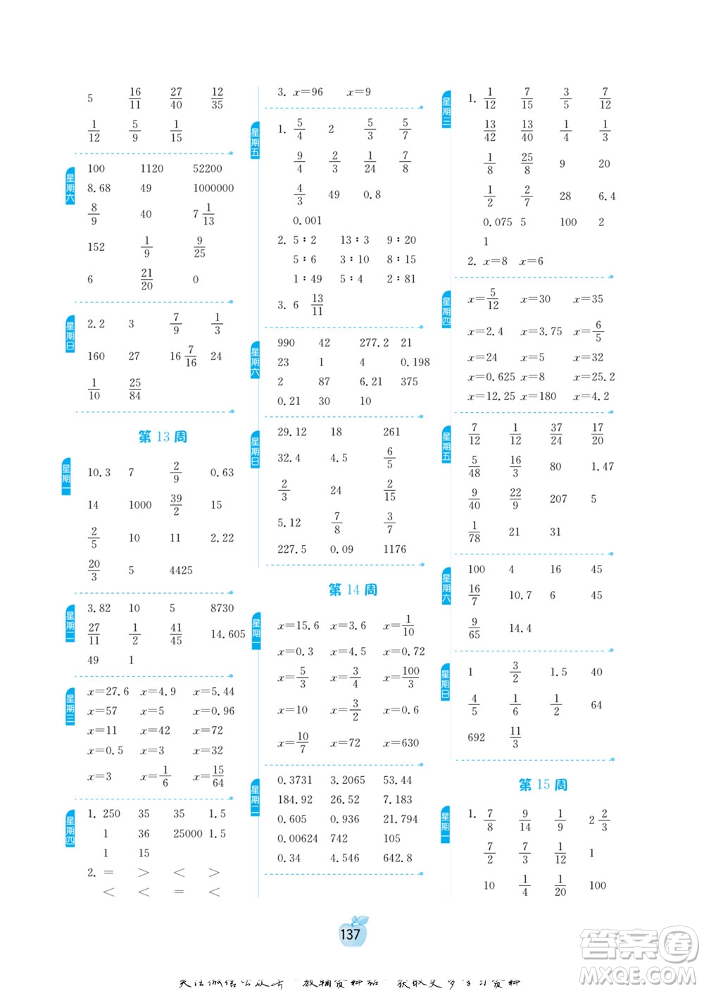 江蘇人民出版社2022小學(xué)數(shù)學(xué)計(jì)算高手六年級下冊RMJY人教版答案