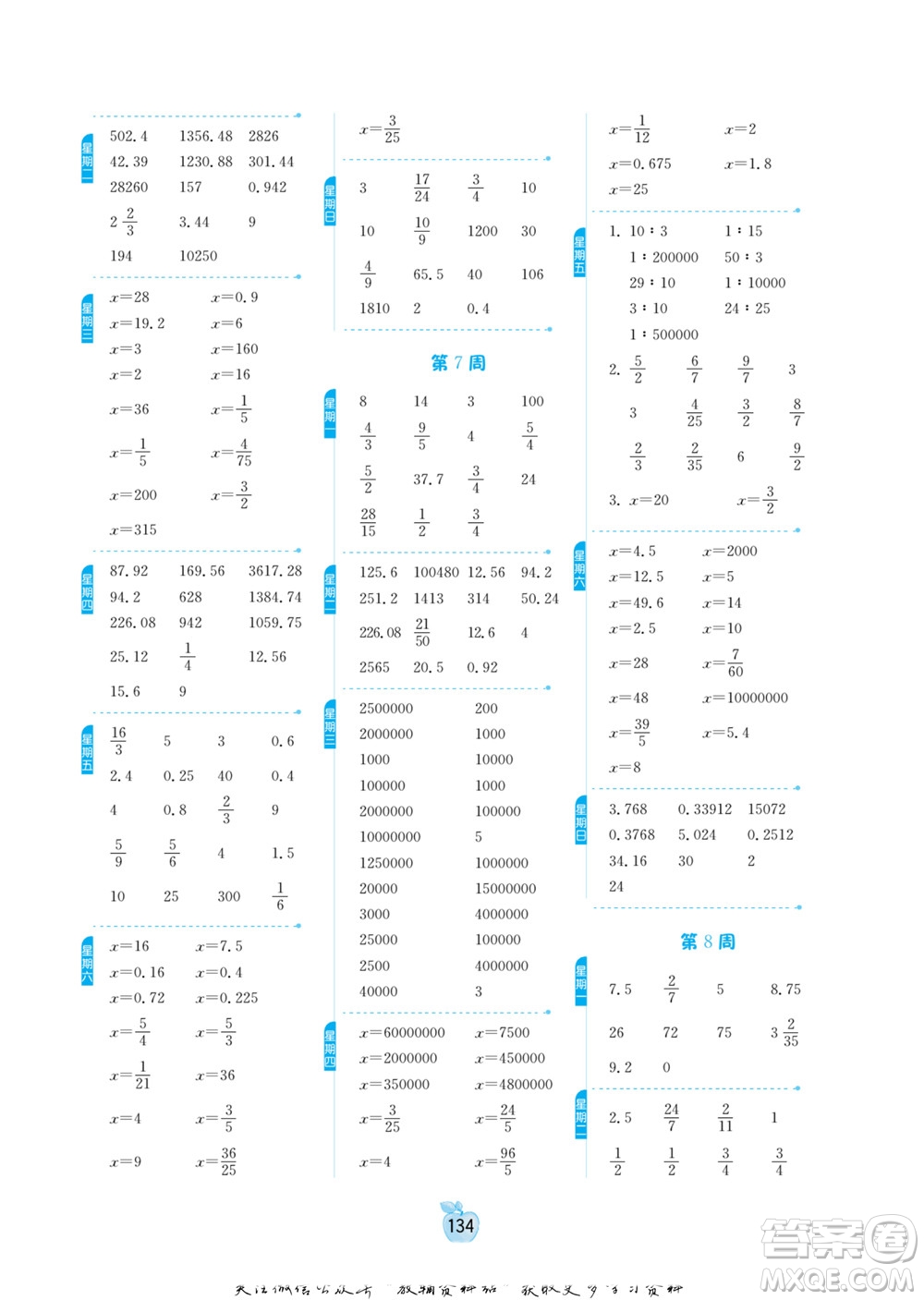 江蘇人民出版社2022小學(xué)數(shù)學(xué)計(jì)算高手六年級下冊RMJY人教版答案