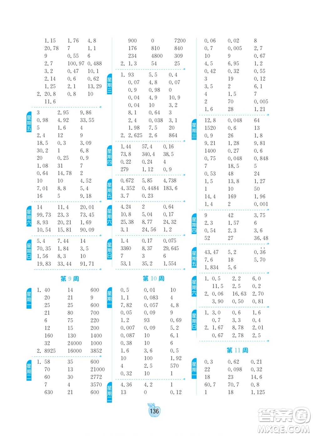 吉林教育出版社2022小學(xué)數(shù)學(xué)計(jì)算高手五年級(jí)下冊(cè)新課標(biāo)上海版答案