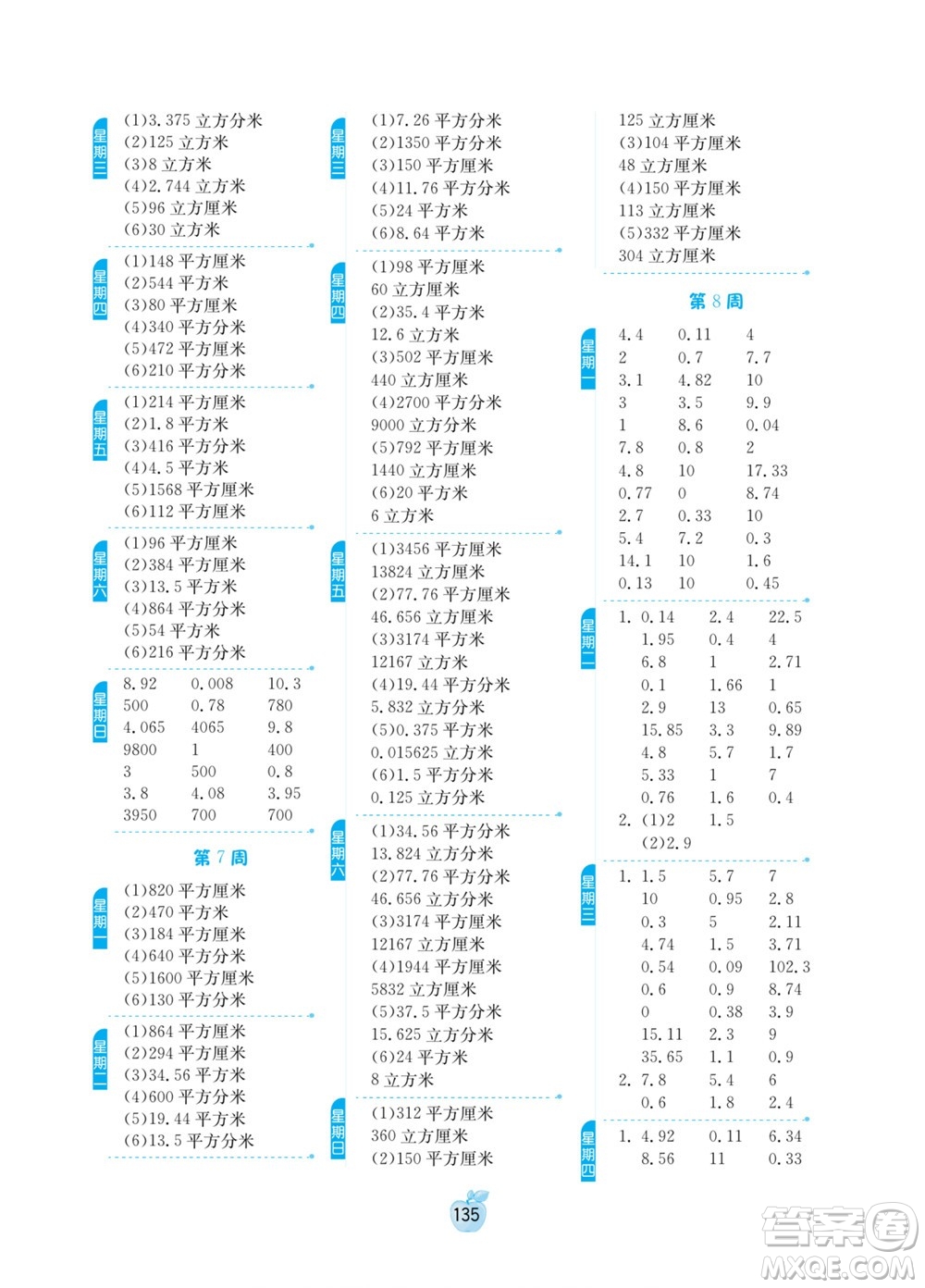 吉林教育出版社2022小學(xué)數(shù)學(xué)計(jì)算高手五年級(jí)下冊(cè)新課標(biāo)上海版答案