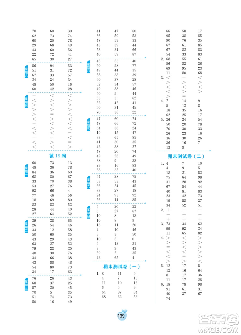 江蘇人民出版社2022小學數(shù)學計算高手一年級下冊BSD北師大版答案