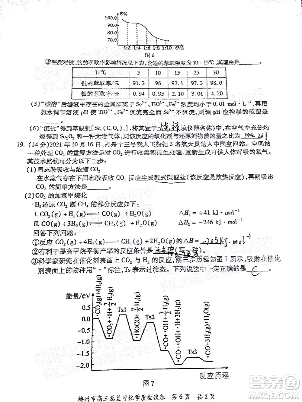 2022年2月梅州市高三總復(fù)習(xí)質(zhì)檢化學(xué)試題及答案