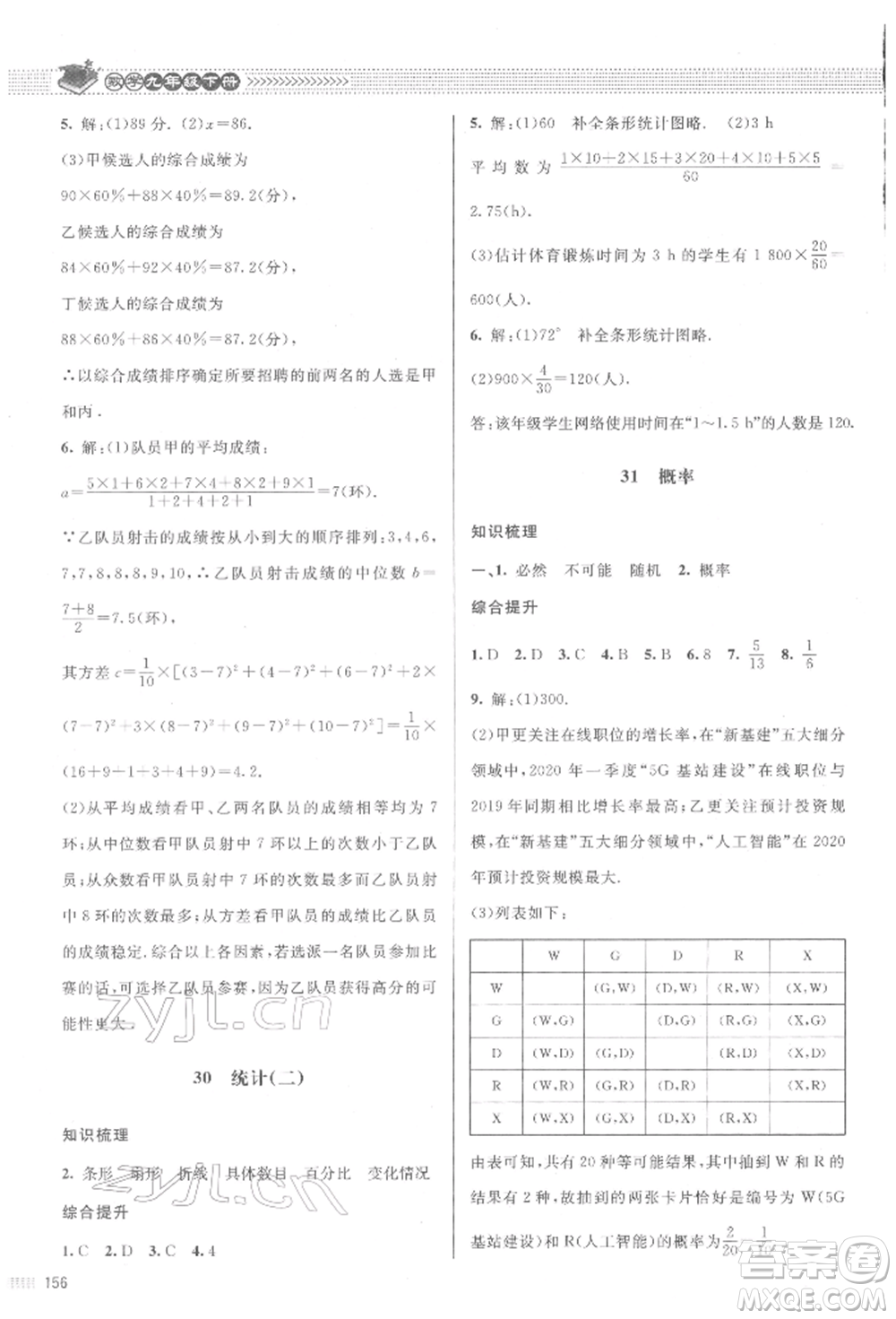 北京師范大學(xué)出版社2022課堂精練九年級數(shù)學(xué)下冊北師大版江西專版參考答案