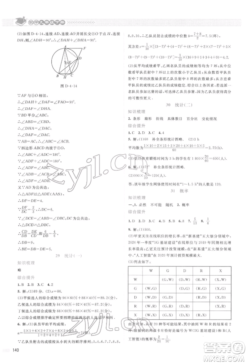 北京師范大學(xué)出版社2022課堂精練九年級(jí)數(shù)學(xué)下冊(cè)北師大版山西專版參考答案