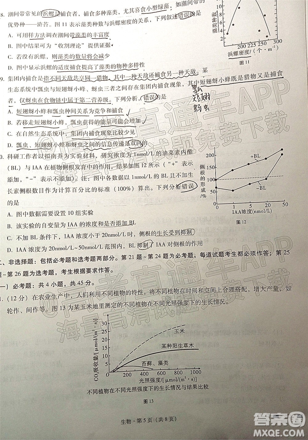 巴蜀中學(xué)2022屆高考適應(yīng)性月考卷七生物試題及答案