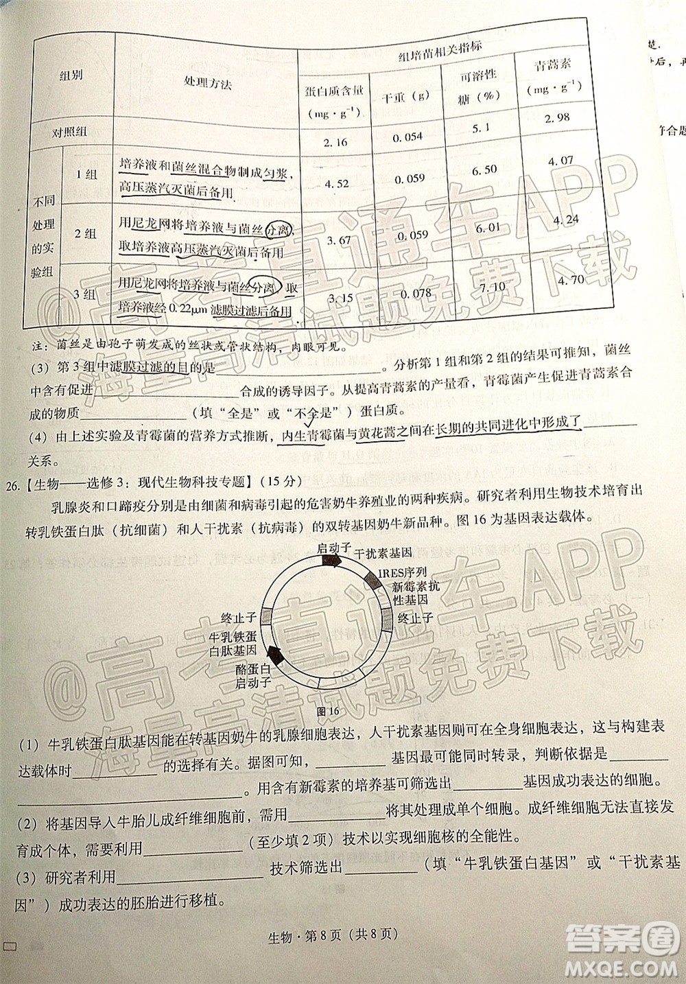 巴蜀中學(xué)2022屆高考適應(yīng)性月考卷七生物試題及答案