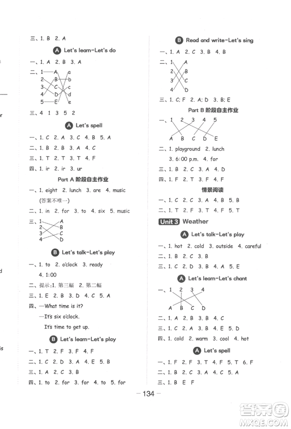 開明出版社2022全品學(xué)練考四年級(jí)英語(yǔ)下冊(cè)人教版參考答案