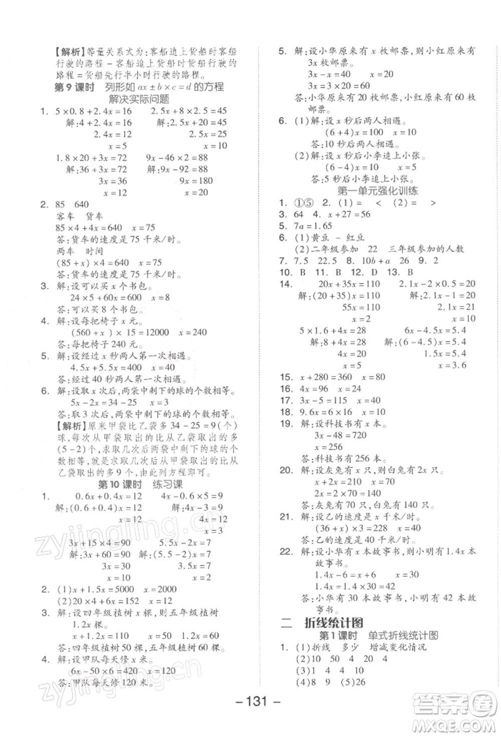 開明出版社2022全品學(xué)練考五年級數(shù)學(xué)下冊蘇教版參考答案