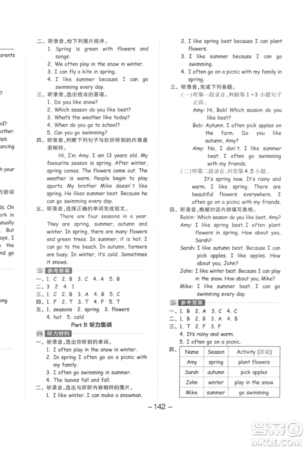 開明出版社2022全品學(xué)練考五年級(jí)英語下冊(cè)人教版參考答案