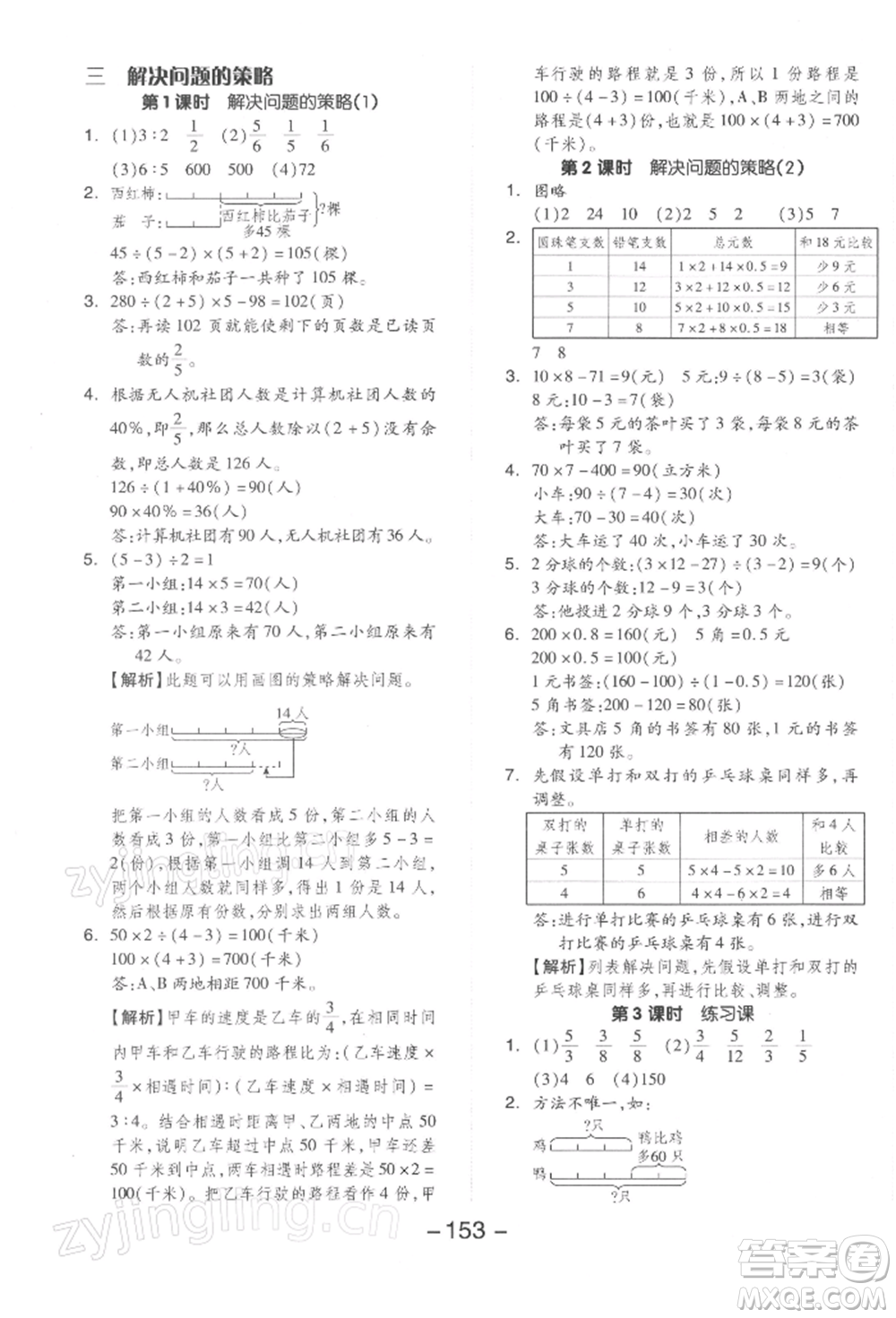 開(kāi)明出版社2022全品學(xué)練考六年級(jí)數(shù)學(xué)下冊(cè)蘇教版參考答案