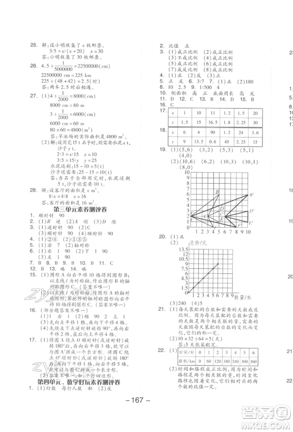 延邊教育出版社2022全品學(xué)練考六年級數(shù)學(xué)下冊北師大版參考答案