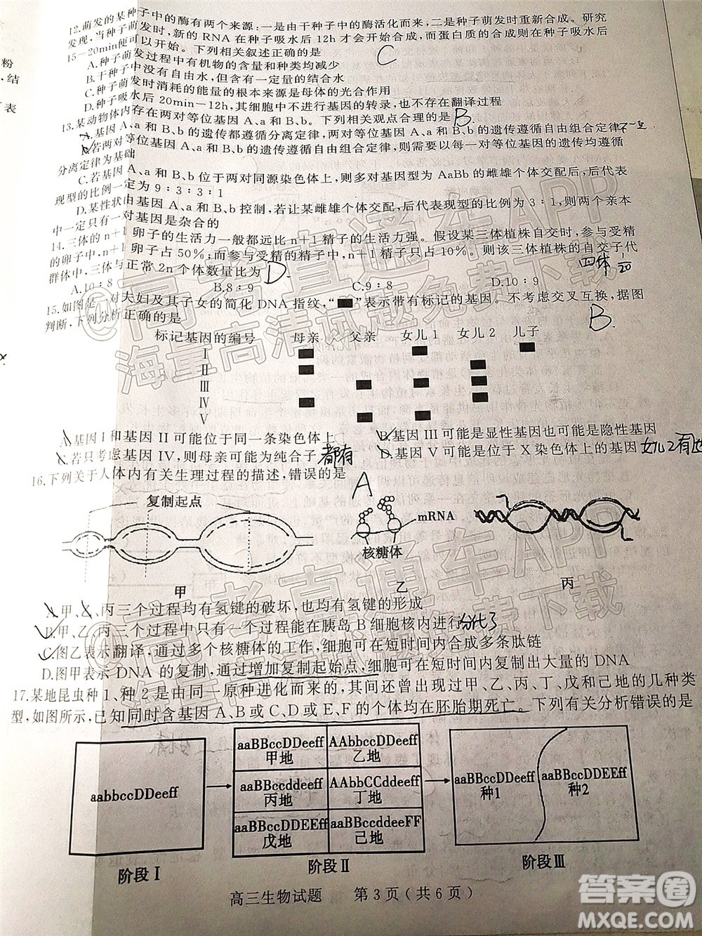 河南信陽2021-2022學(xué)年普通高中高三第二次教學(xué)質(zhì)量檢測生物試題及答案