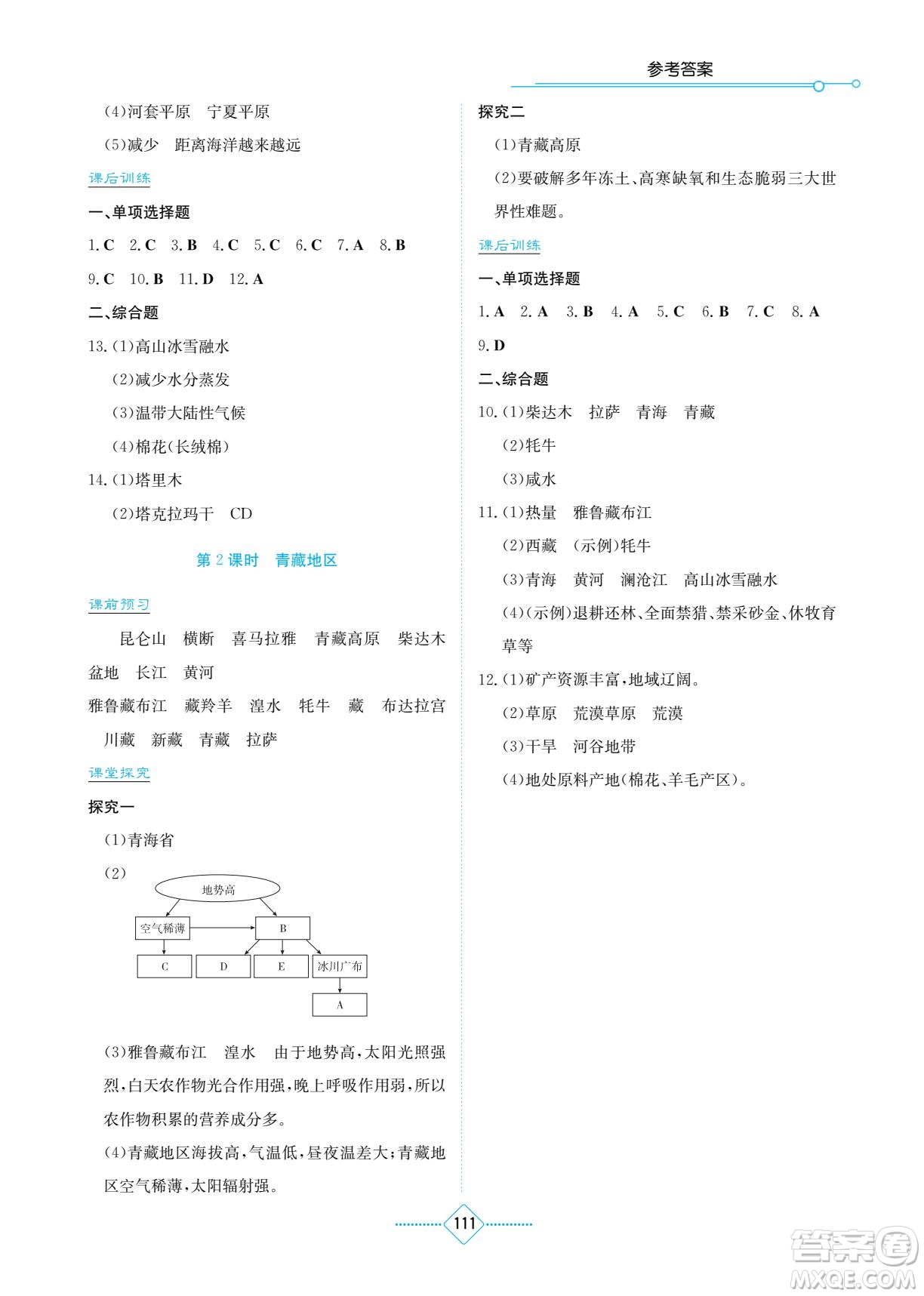 湖南教育出版社2022學(xué)法大視野八年級地理下冊湘教版答案