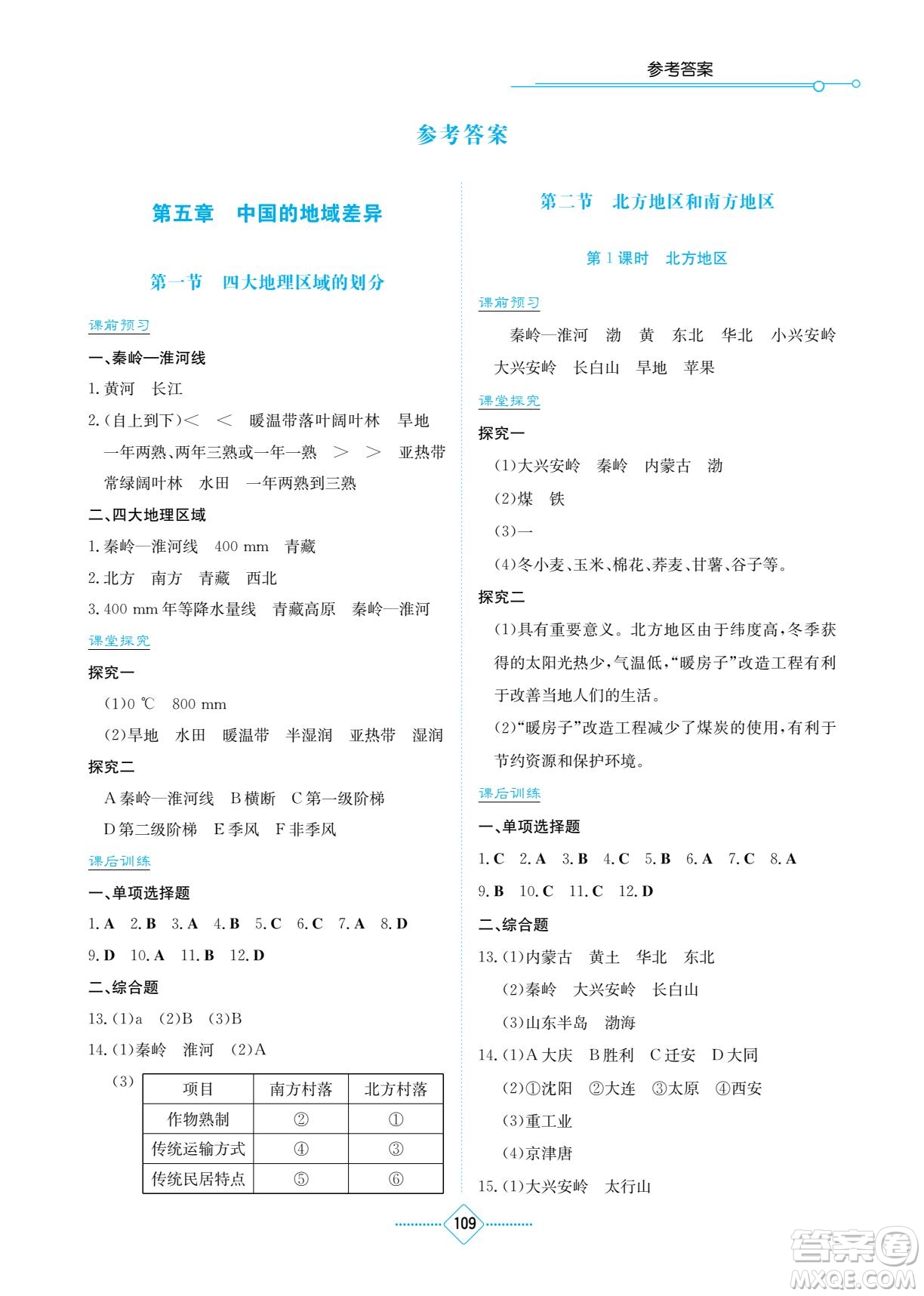 湖南教育出版社2022學(xué)法大視野八年級地理下冊湘教版答案