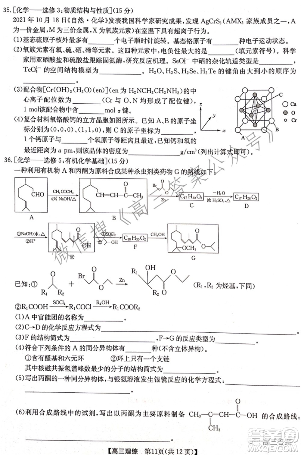 2022年2月九師聯(lián)盟高三聯(lián)考理科綜合試題及答案