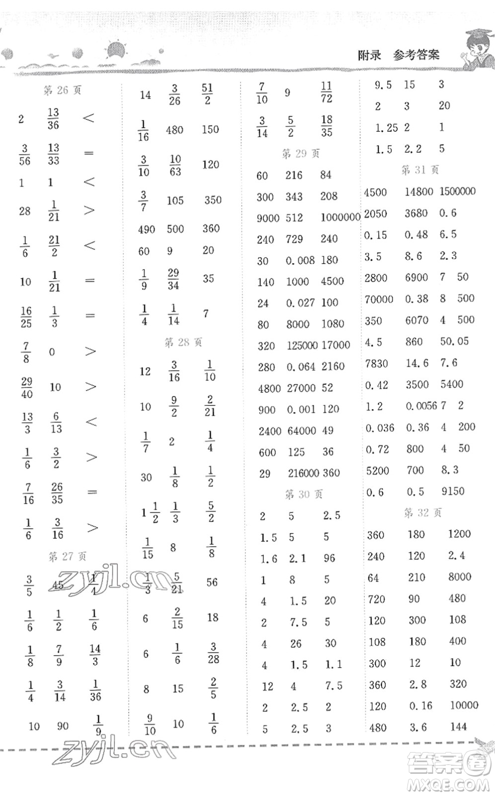 龍門書局2022黃岡小狀元口算速算練習(xí)冊(cè)五年級(jí)數(shù)學(xué)下冊(cè)BS北師版答案