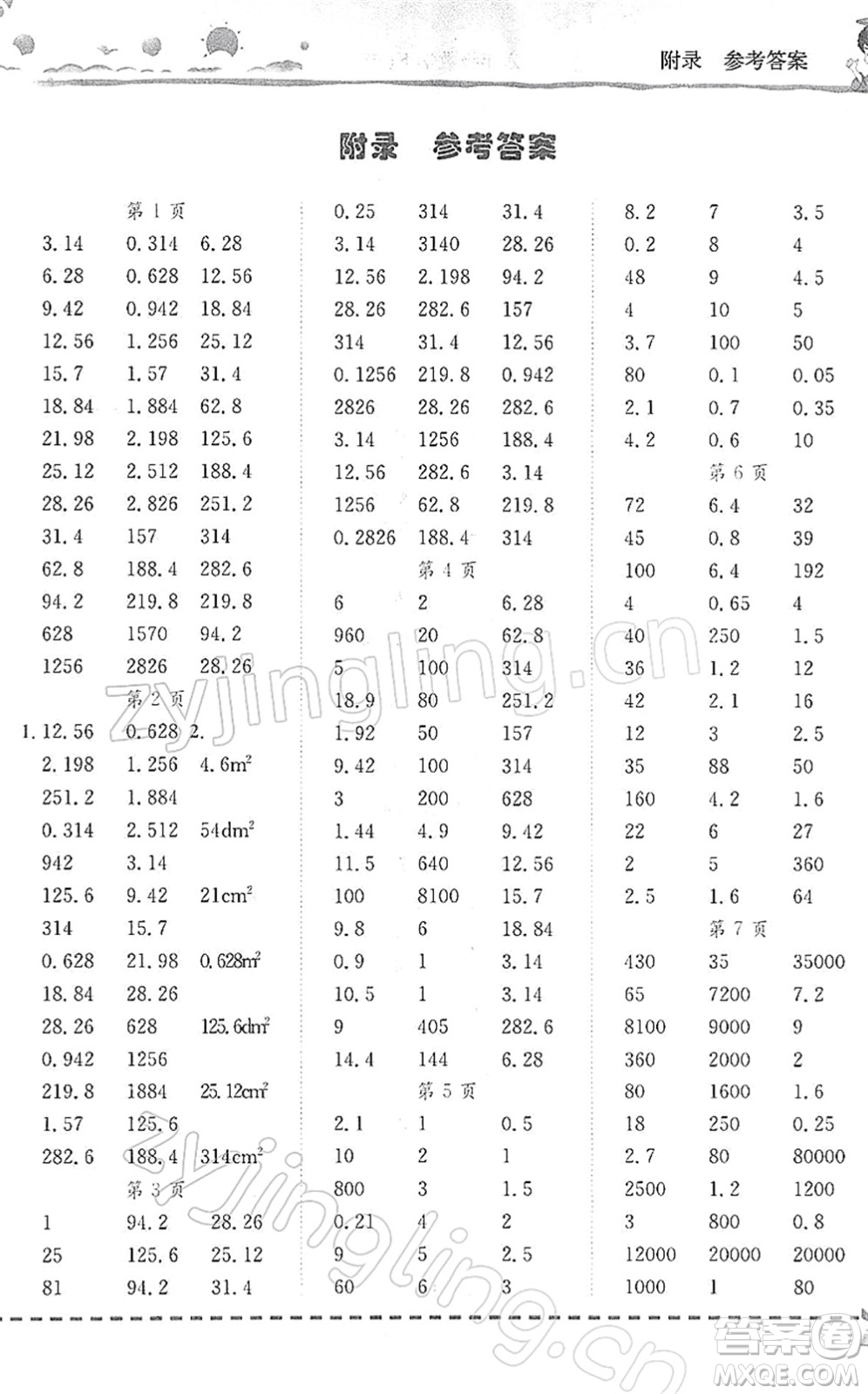 龍門書局2022黃岡小狀元口算速算練習(xí)冊(cè)六年級(jí)數(shù)學(xué)下冊(cè)BS北師版答案