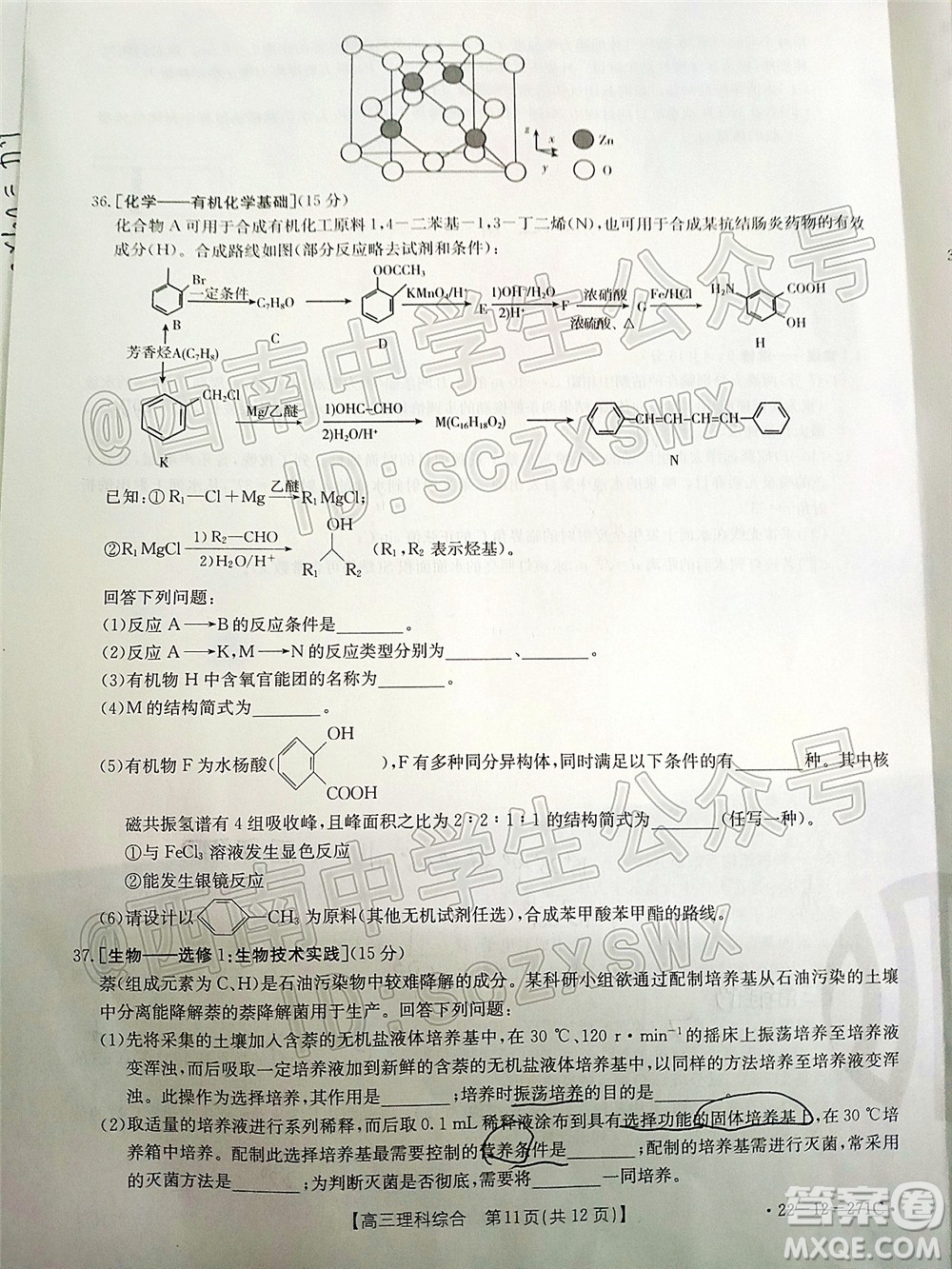 2022屆四省八校金太陽高三2月聯(lián)考理科綜合試題及答案