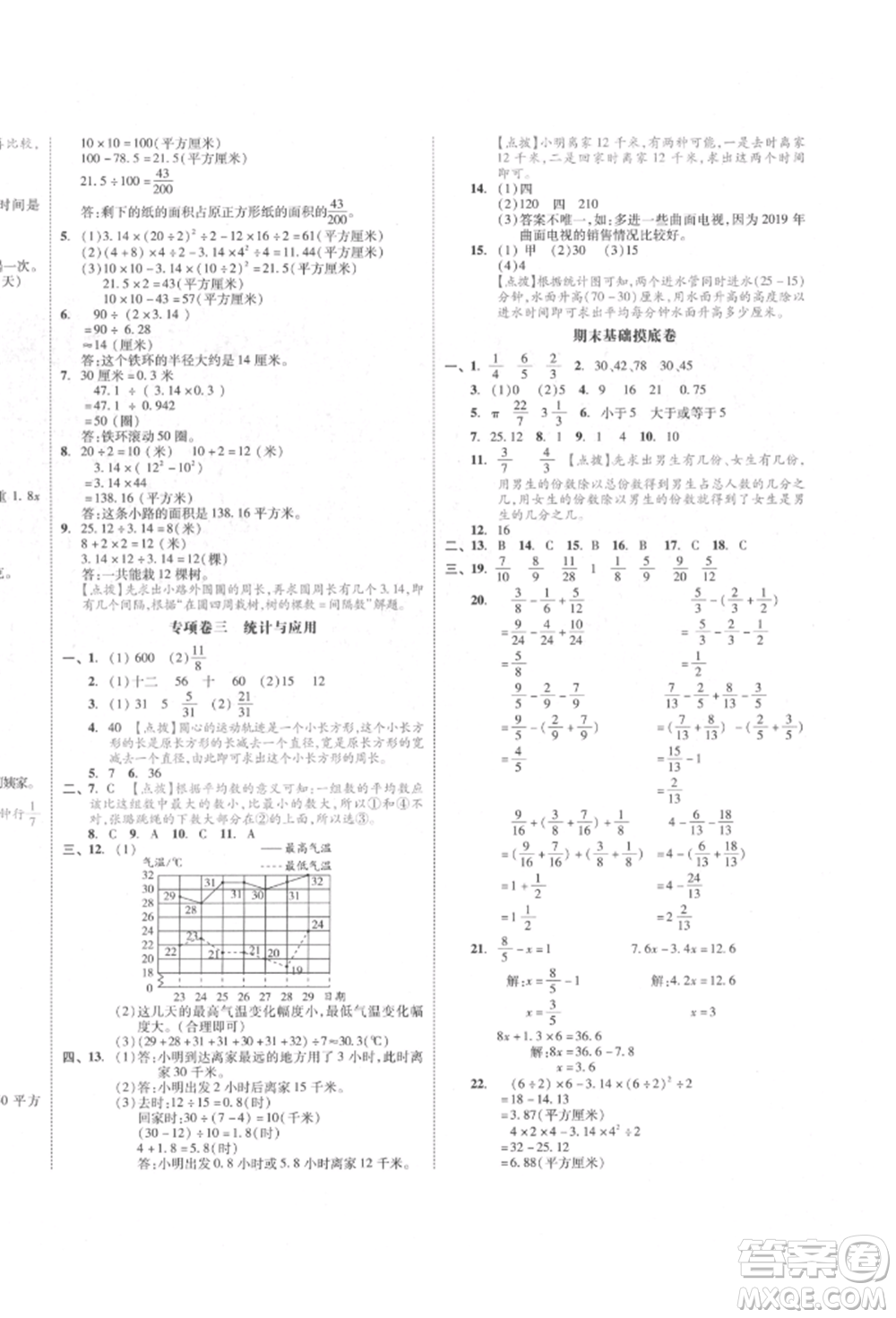 天津人民出版社2022全品小復(fù)習五年級數(shù)學下冊蘇教版江蘇專版參考答案