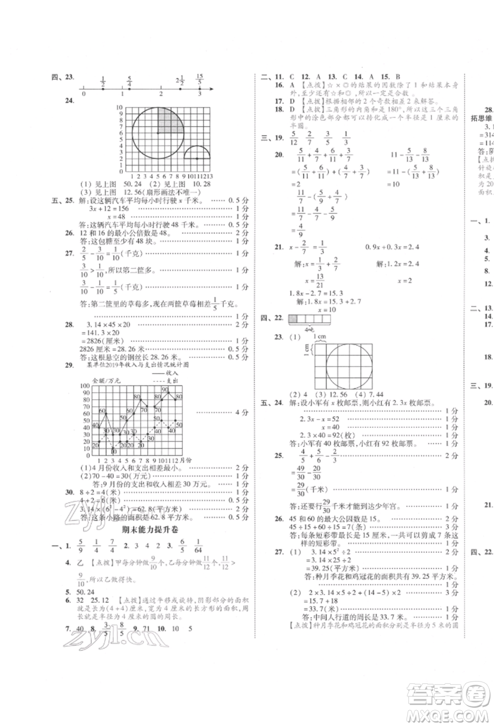 天津人民出版社2022全品小復(fù)習五年級數(shù)學下冊蘇教版江蘇專版參考答案