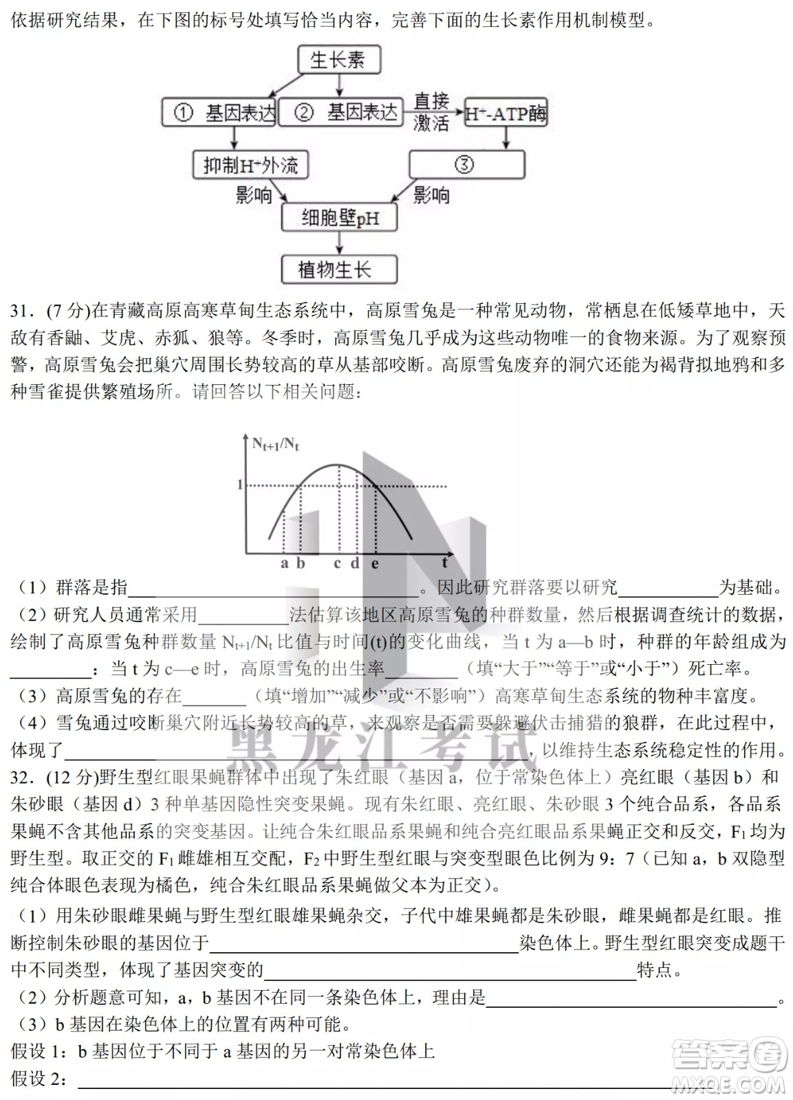 哈爾濱市第九中學(xué)校2021-2022學(xué)年度下學(xué)期開(kāi)學(xué)考試高三理綜試題及答案