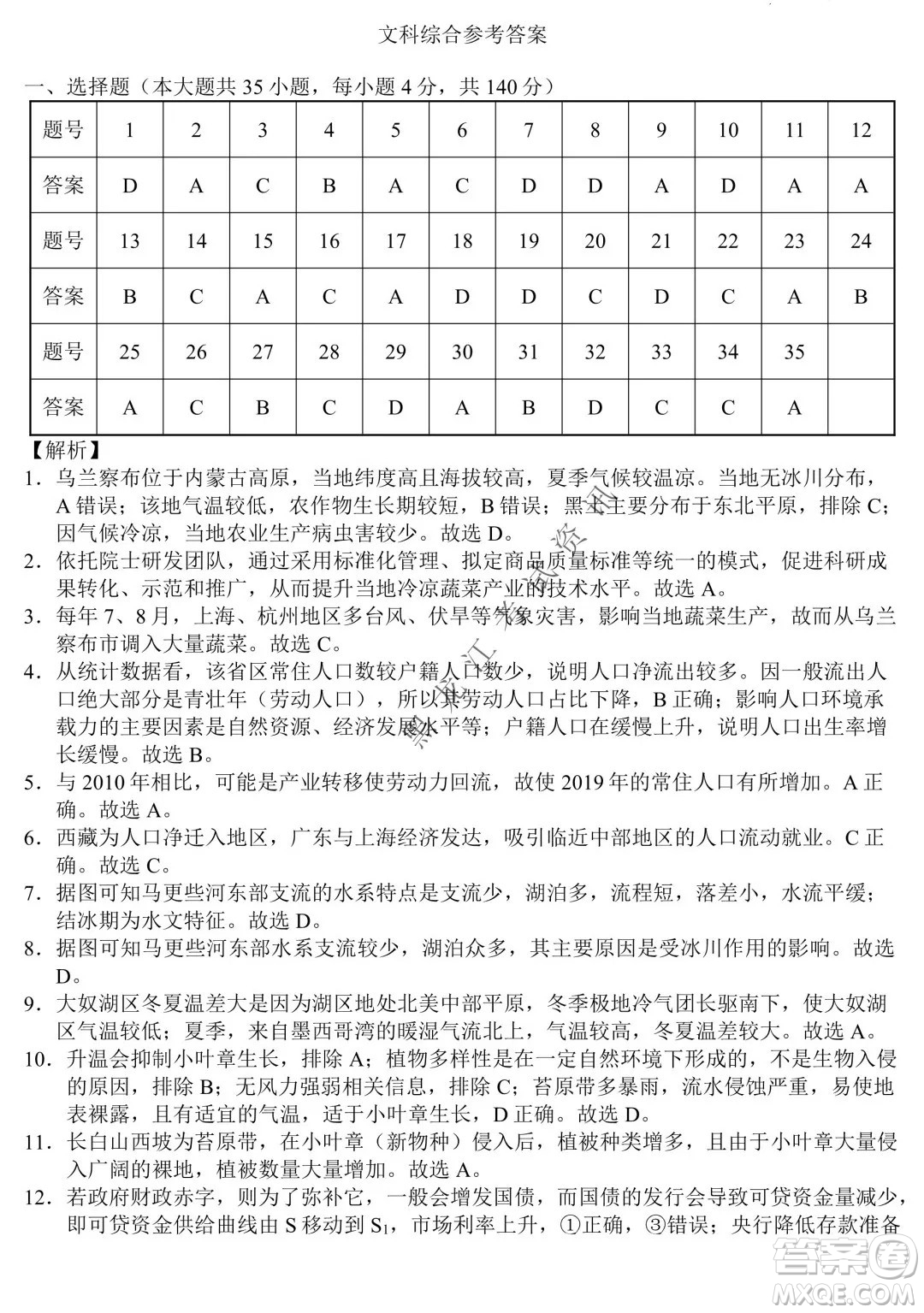 云南師范大學(xué)附屬中學(xué)2022屆高三高考適應(yīng)性月考卷八文科綜合試卷及答案