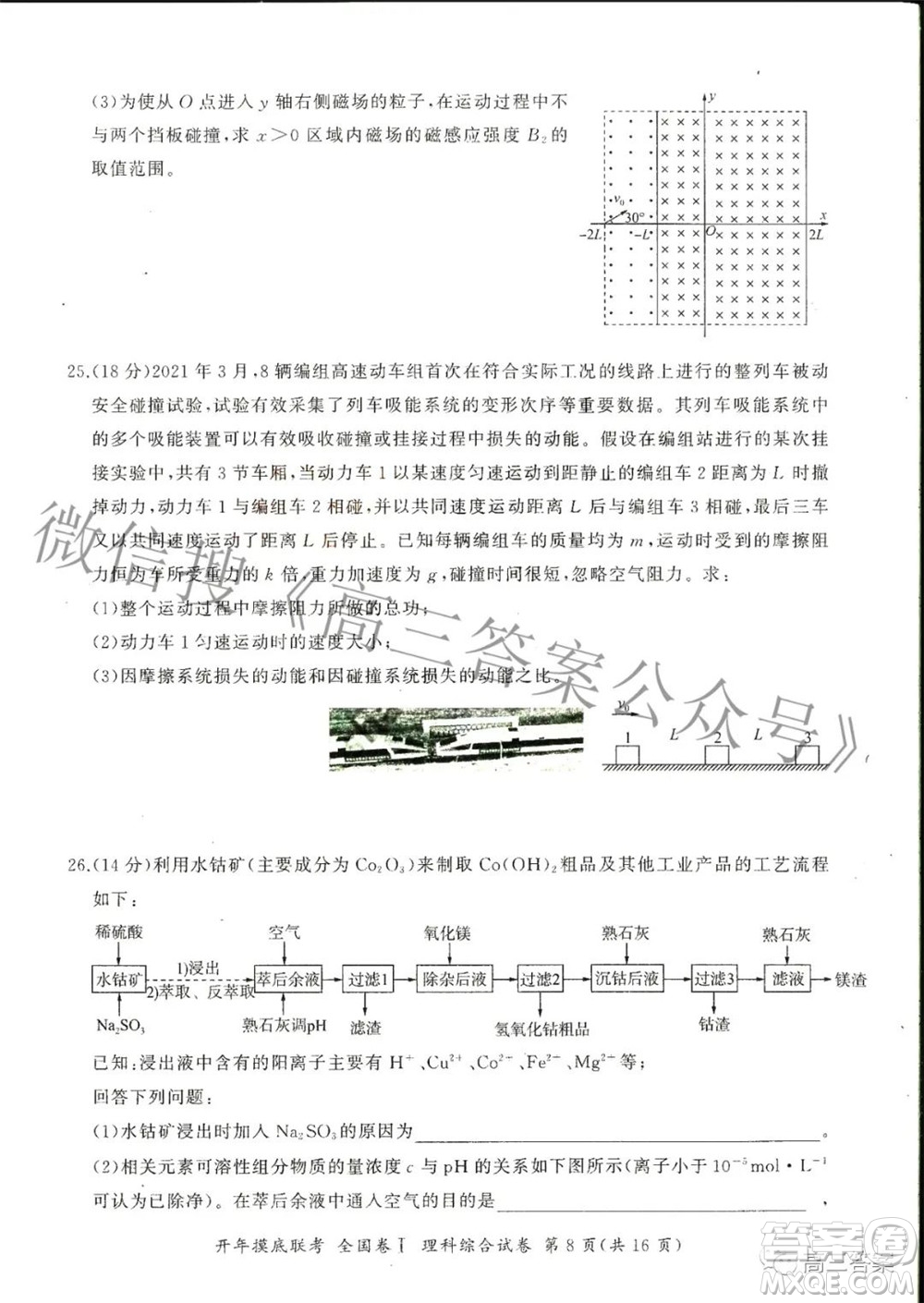 百師聯(lián)盟2022屆高三開年摸底聯(lián)考全國卷1理科綜合試題及答案