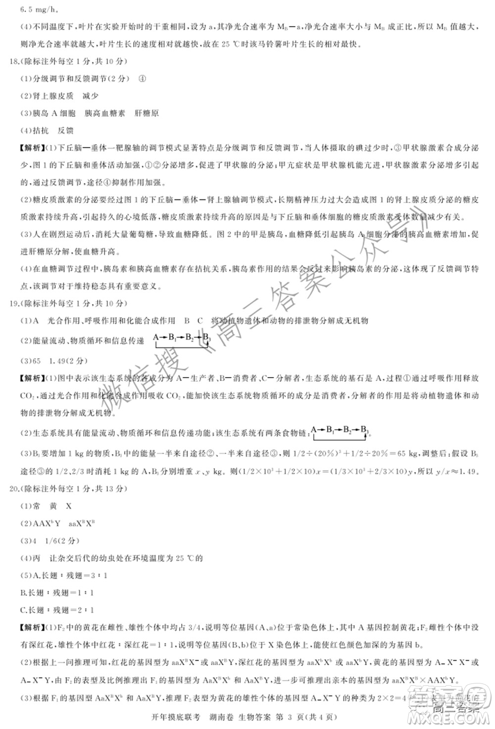 百師聯(lián)盟2022屆高三開(kāi)年摸底聯(lián)考湖南卷生物試題及答案