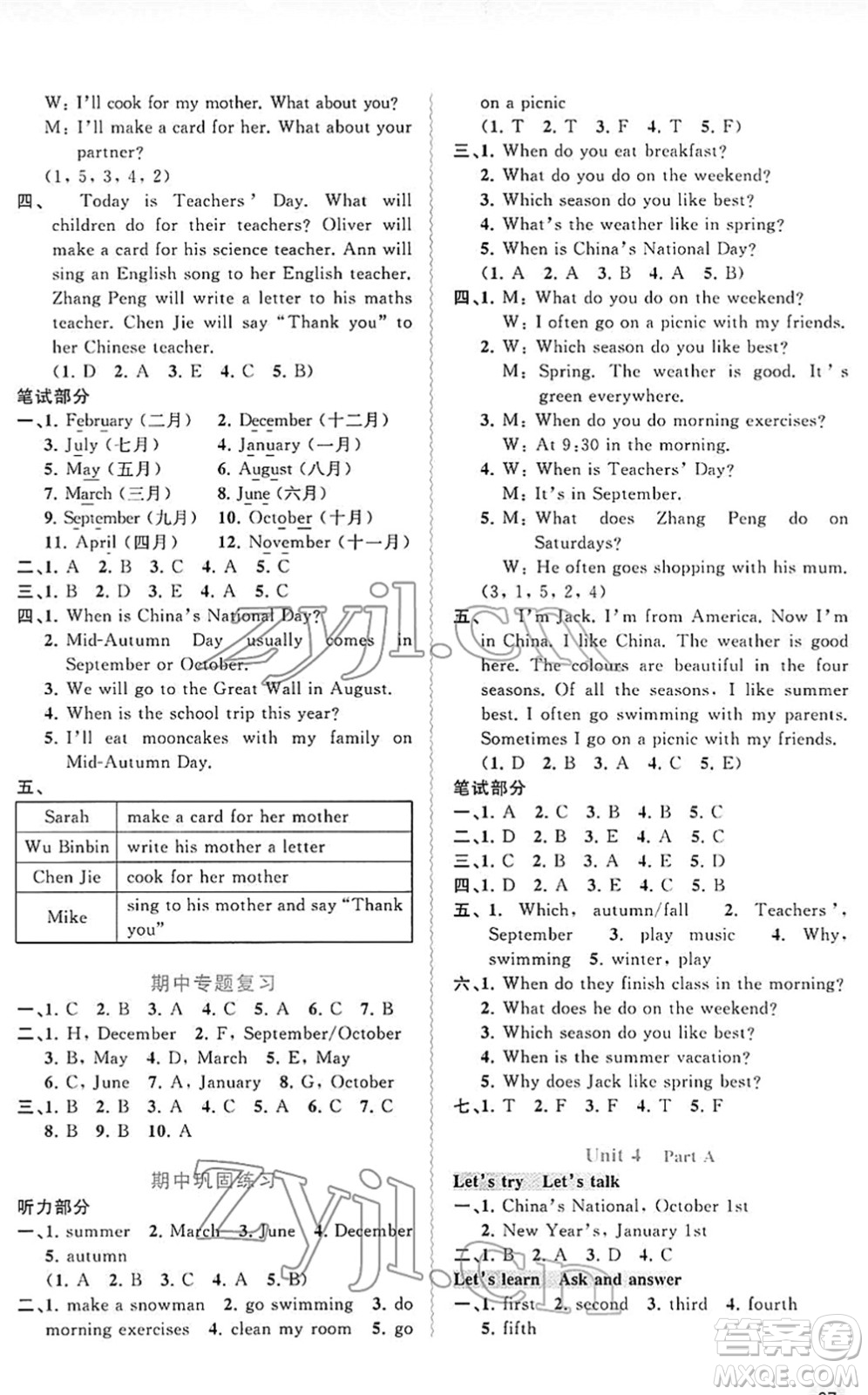 廣西教育出版社2022新課程學(xué)習(xí)與測(cè)評(píng)同步學(xué)習(xí)五年級(jí)英語(yǔ)下冊(cè)人教版答案