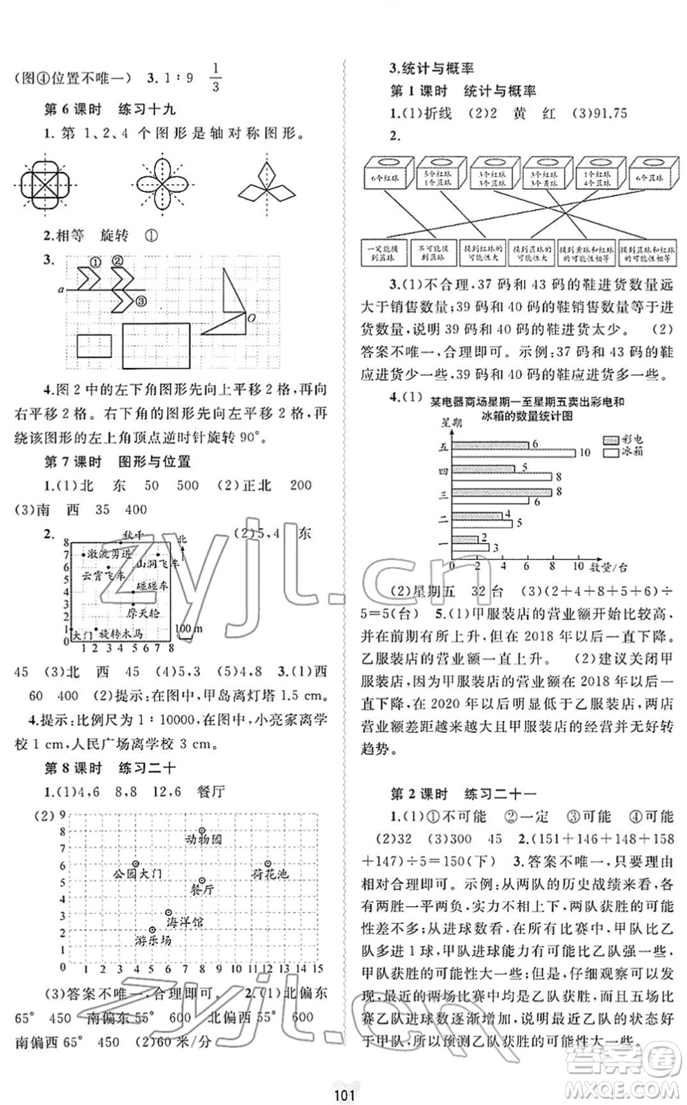 廣西教育出版社2022新課程學習與測評同步學習六年級數(shù)學下冊人教版答案