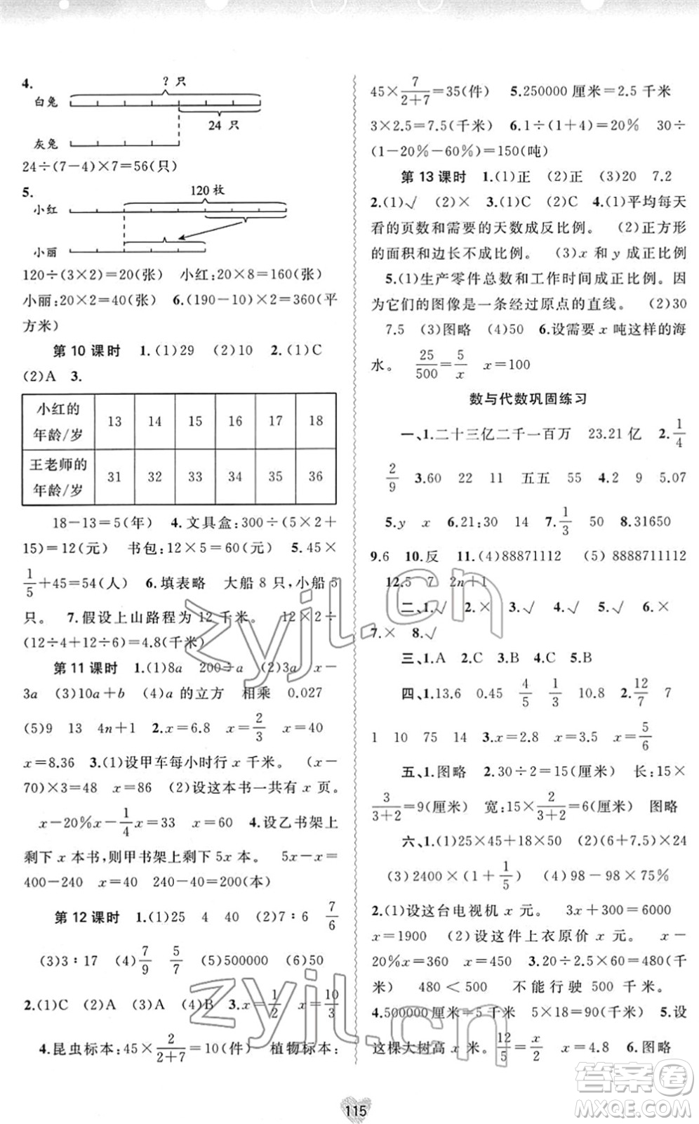 廣西教育出版社2022新課程學(xué)習(xí)與測(cè)評(píng)同步學(xué)習(xí)六年級(jí)數(shù)學(xué)下冊(cè)蘇教版答案