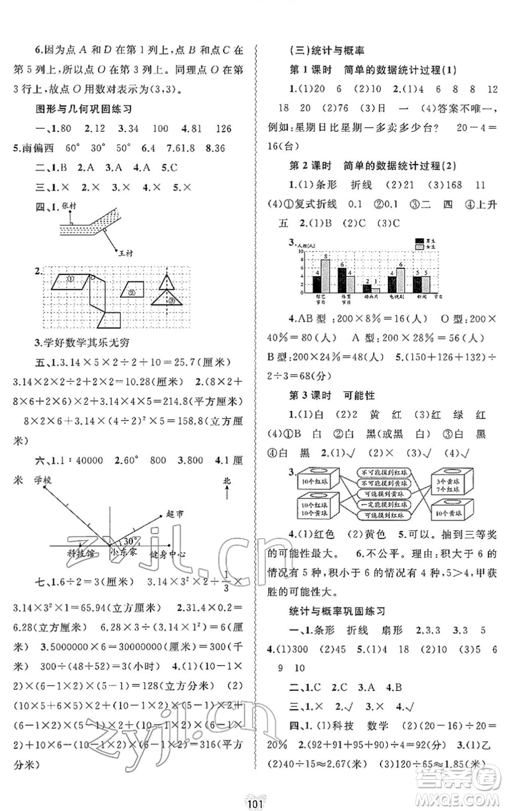 廣西教育出版社2022新課程學(xué)習(xí)與測評同步學(xué)習(xí)六年級數(shù)學(xué)下冊河北教育版答案