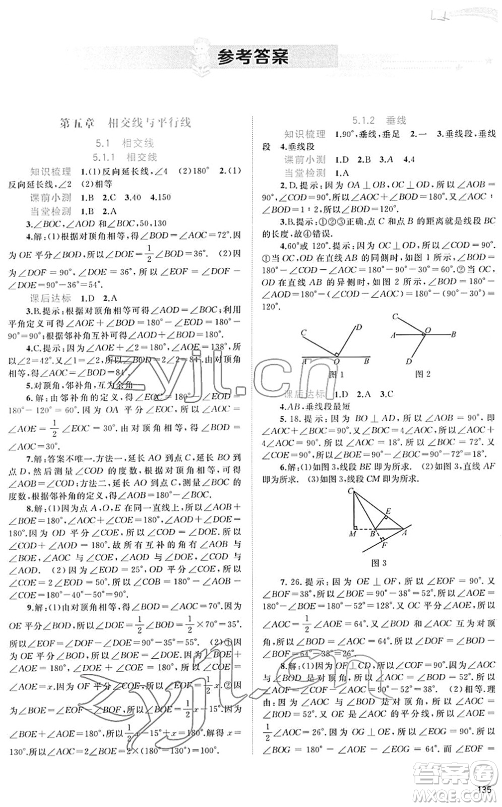 廣西教育出版社2022新課程學(xué)習(xí)與測評同步學(xué)習(xí)七年級數(shù)學(xué)下冊人教版答案