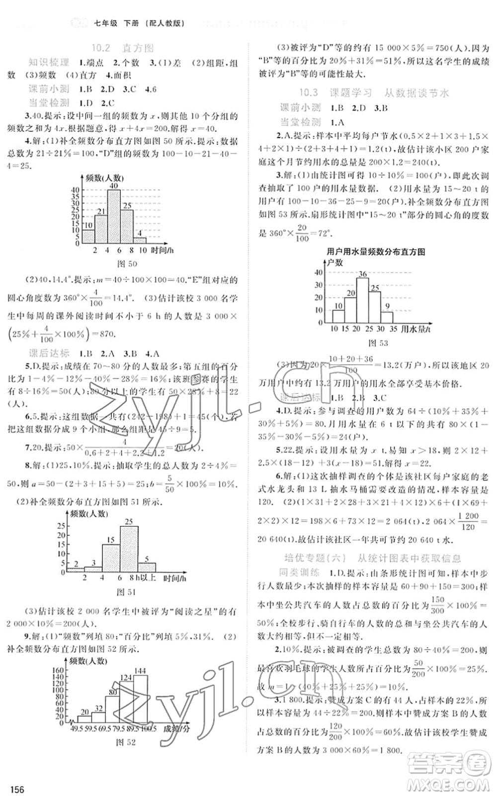 廣西教育出版社2022新課程學(xué)習(xí)與測評同步學(xué)習(xí)七年級數(shù)學(xué)下冊人教版答案