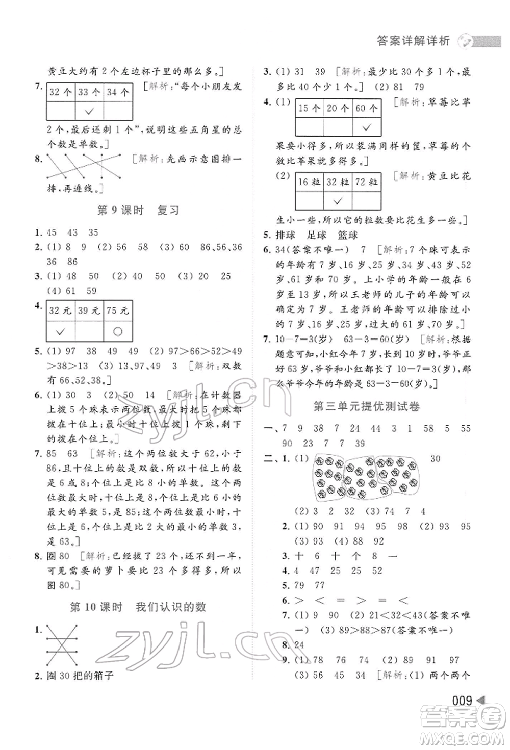 北京教育出版社2022亮點(diǎn)給力提優(yōu)班多維互動(dòng)空間一年級(jí)數(shù)學(xué)下冊(cè)蘇教版參考答案