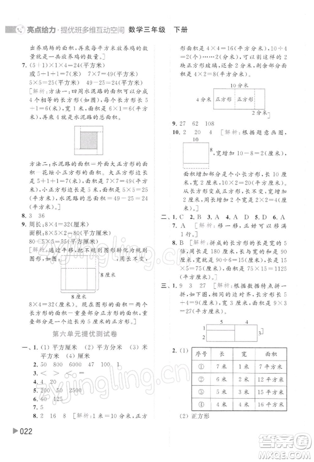 北京教育出版社2022亮點(diǎn)給力提優(yōu)班多維互動(dòng)空間三年級(jí)數(shù)學(xué)下冊(cè)蘇教版參考答案