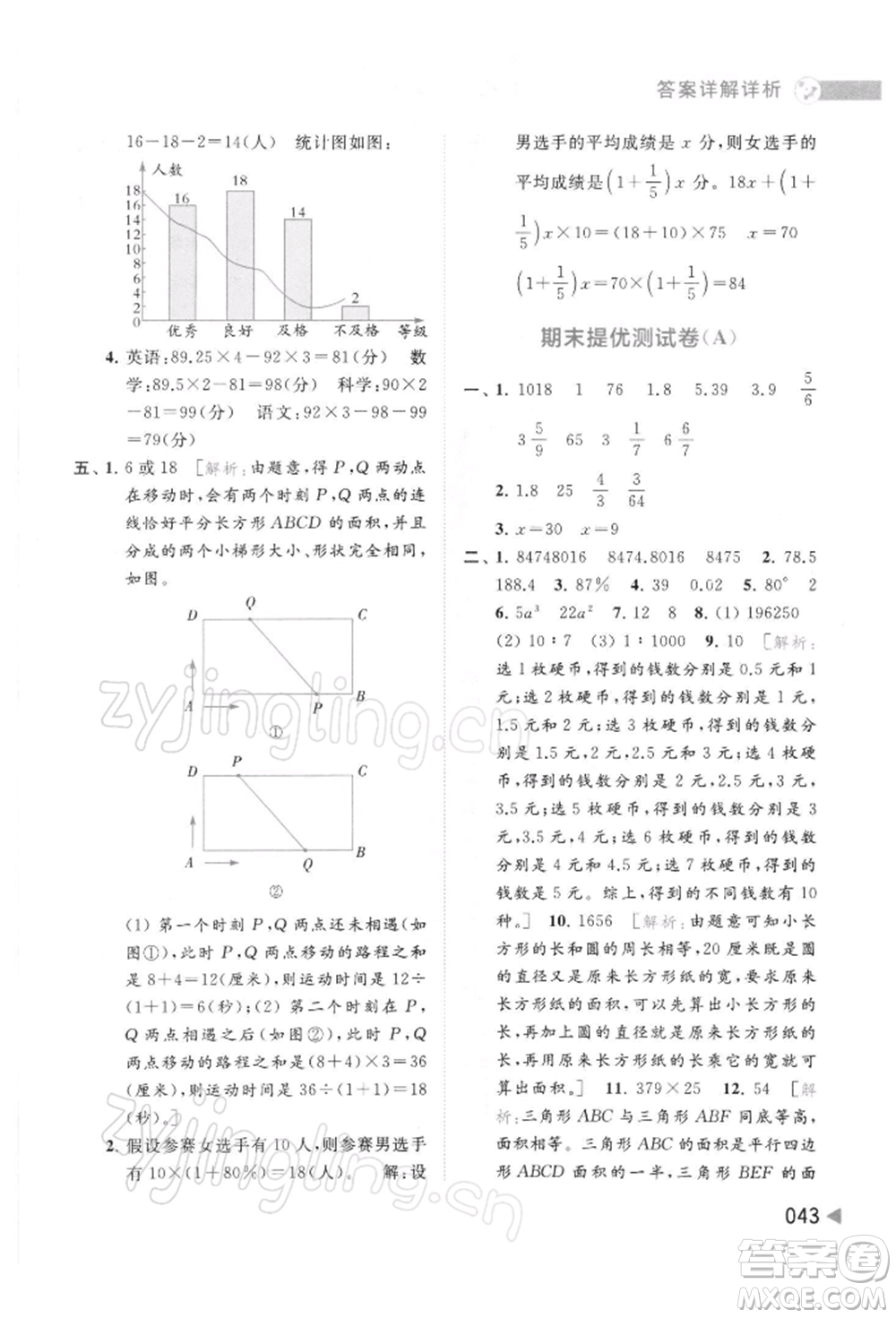 北京教育出版社2022亮點給力提優(yōu)班多維互動空間六年級數學下冊蘇教版參考答案