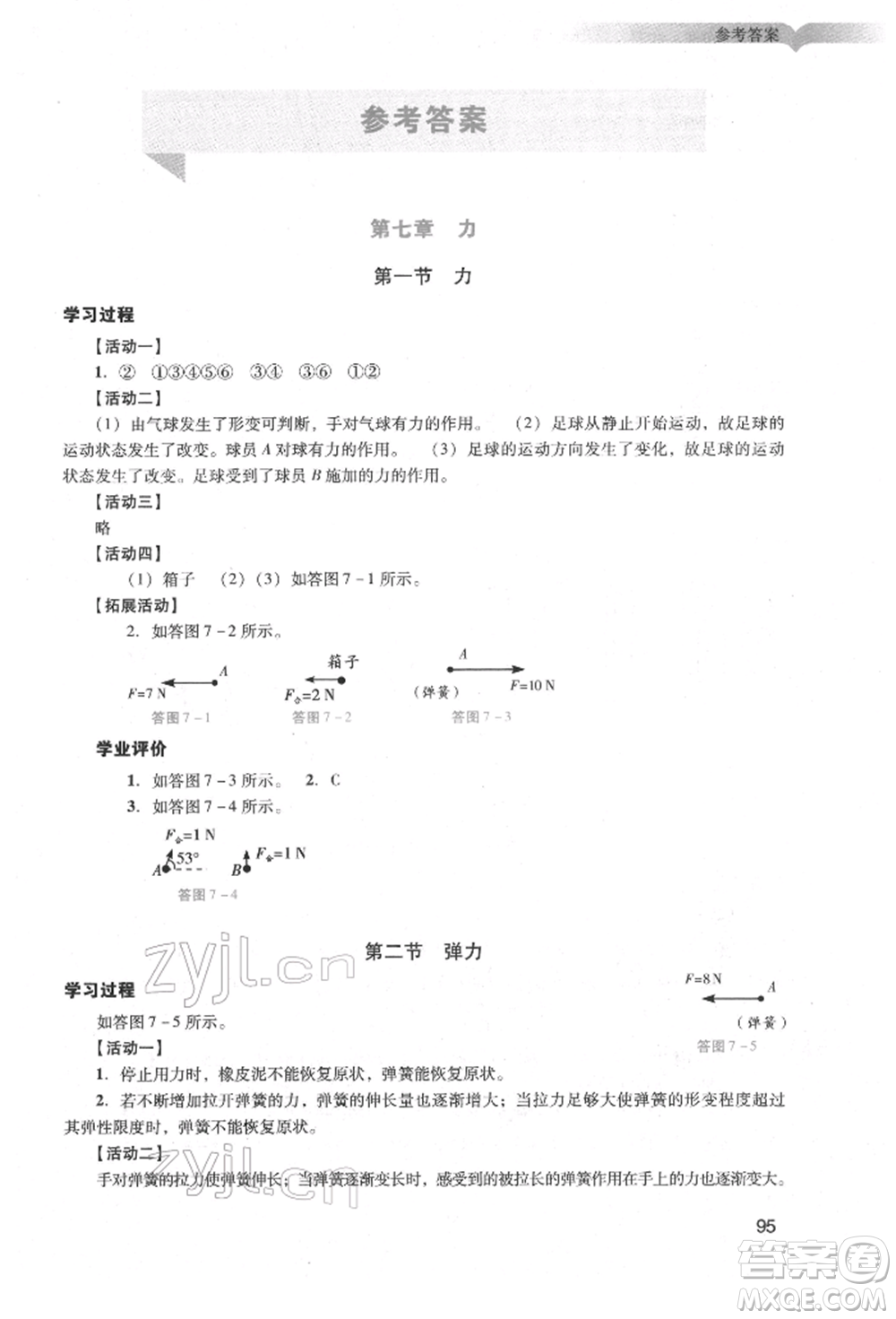 廣州出版社2022陽光學(xué)業(yè)評(píng)價(jià)八年級(jí)物理下冊人教版參考答案