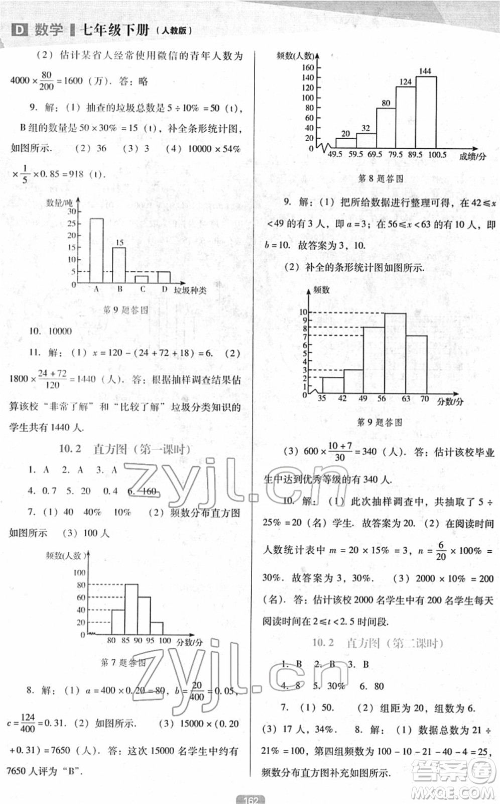 遼海出版社2022新課程數(shù)學(xué)能力培養(yǎng)七年級(jí)下冊(cè)人教版D版大連專用答案